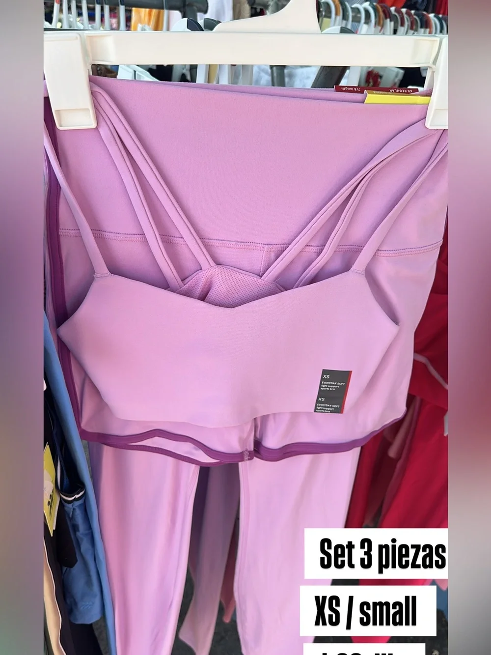 all in motion Lavender Pink 3-Piece Active Set - XS sport bra •shorts • leggings